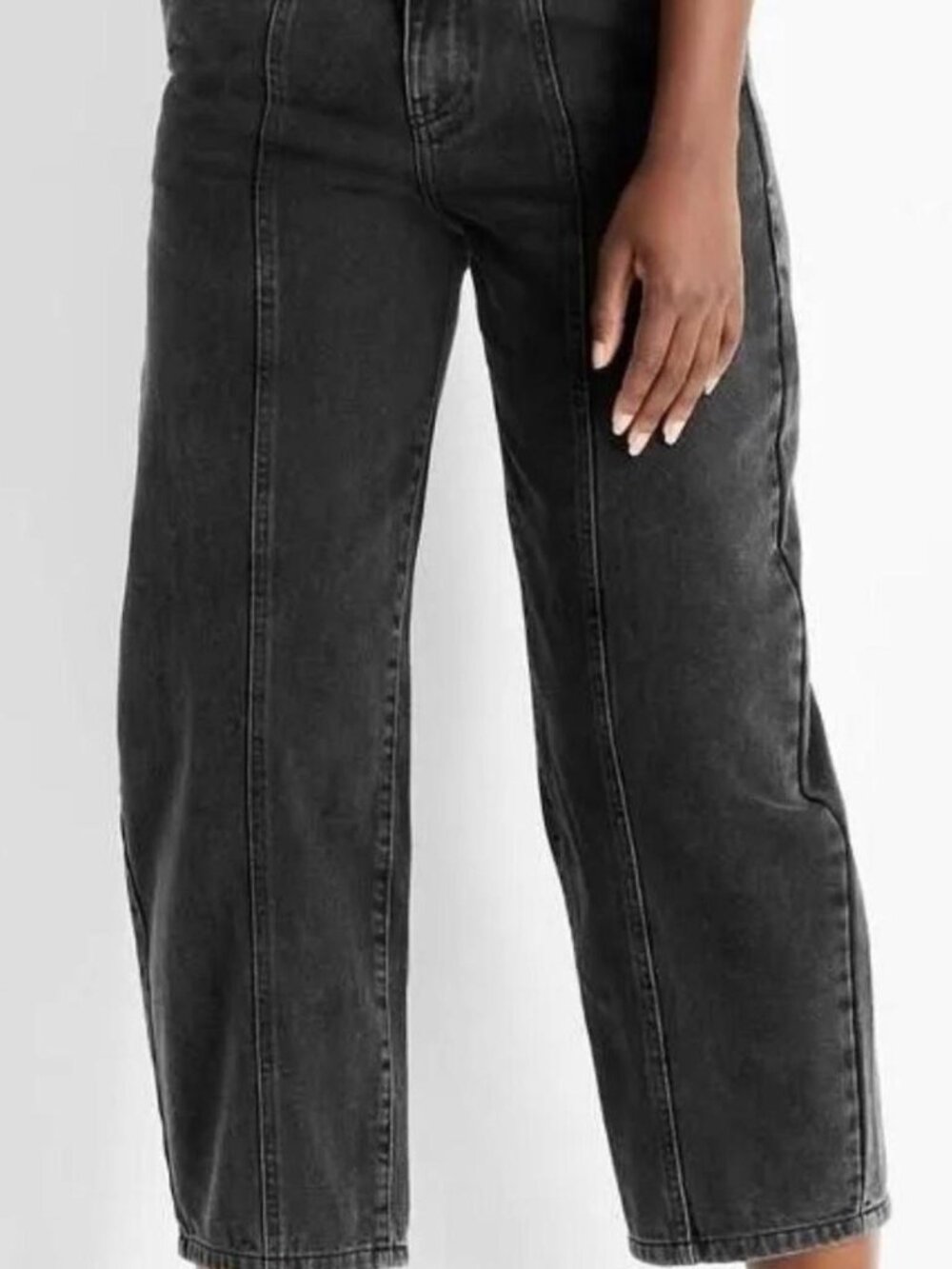 Future Collective Barrel Leg Jeans Front Seam Black Size 2